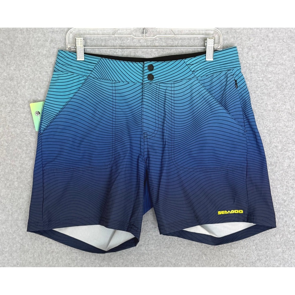 Sea-Doo Boardshorts Womens Medium Royal Blue Classic 6" Ombre Wave Activewear